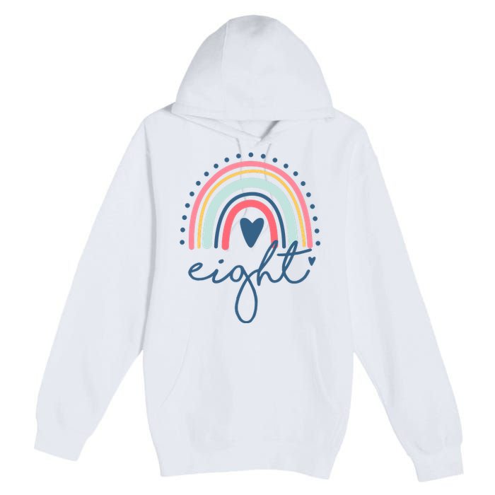 8th Birthday Rainbow Eight Year Old Cute Premium Pullover Hoodie