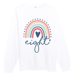 8th Birthday Rainbow Eight Year Old Cute Premium Crewneck Sweatshirt