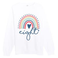 8th Birthday Rainbow Eight Year Old Cute Premium Crewneck Sweatshirt