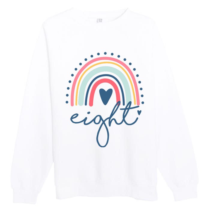 8th Birthday Rainbow Eight Year Old Cute Premium Crewneck Sweatshirt