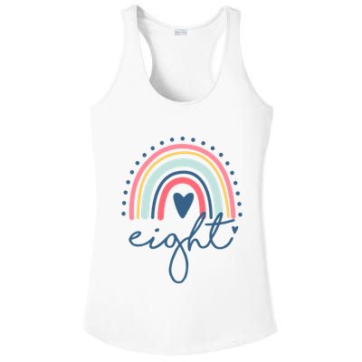 8th Birthday Rainbow Eight Year Old Cute Ladies PosiCharge Competitor Racerback Tank