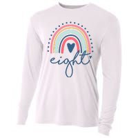 8th Birthday Rainbow Eight Year Old Cute Cooling Performance Long Sleeve Crew