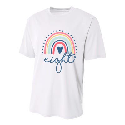 8th Birthday Rainbow Eight Year Old Cute Youth Performance Sprint T-Shirt