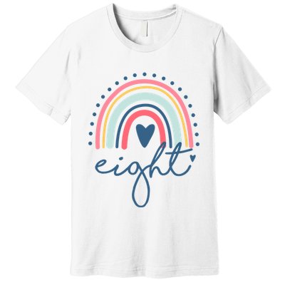 8th Birthday Rainbow Eight Year Old Cute Premium T-Shirt