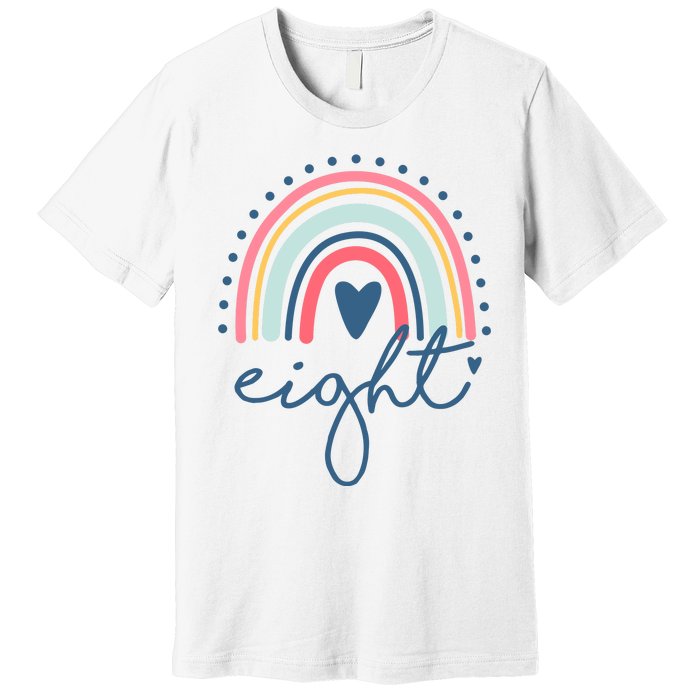 8th Birthday Rainbow Eight Year Old Cute Premium T-Shirt