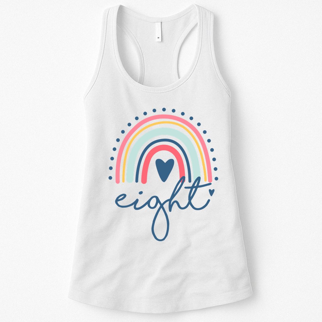 8th Birthday Rainbow Eight Year Old Cute Womens Tank Top