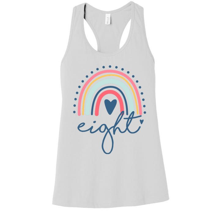 8th Birthday Rainbow Eight Year Old Cute Women's Racerback Tank