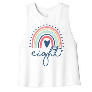 8th Birthday Rainbow Eight Year Old Cute Women's Racerback Cropped Tank