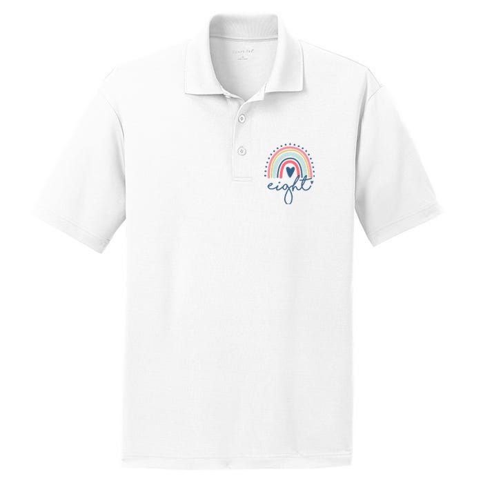 8th Birthday Rainbow Eight Year Old Cute PosiCharge RacerMesh Polo