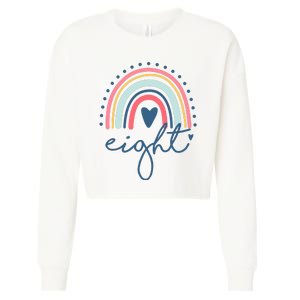 8th Birthday Rainbow Eight Year Old Cute Cropped Pullover Crew