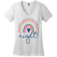 8th Birthday Rainbow Eight Year Old Cute Women's V-Neck T-Shirt