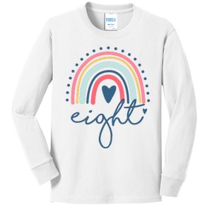 8th Birthday Rainbow Eight Year Old Cute Kids Long Sleeve Shirt