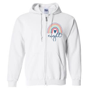 8th Birthday Rainbow Eight Year Old Cute Full Zip Hoodie