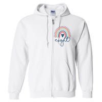 8th Birthday Rainbow Eight Year Old Cute Full Zip Hoodie