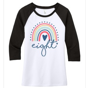 8th Birthday Rainbow Eight Year Old Cute Women's Tri-Blend 3/4-Sleeve Raglan Shirt