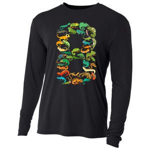 8th Birthday Reptiles Lizards Themed 8 Year Old Cooling Performance Long Sleeve Crew