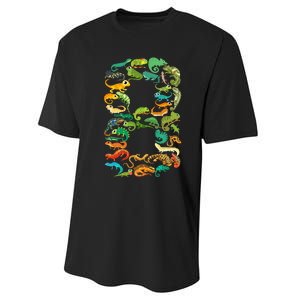 8th Birthday Reptiles Lizards Themed 8 Year Old Performance Sprint T-Shirt