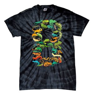 8th Birthday Reptiles Lizards Themed 8 Year Old Tie-Dye T-Shirt