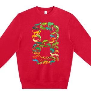 8th Birthday Reptiles Lizards Themed 8 Year Old Premium Crewneck Sweatshirt