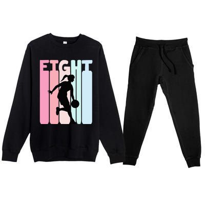 8th Birthday Retro Basketball Player 8 Years Old Eight Premium Crewneck Sweatsuit Set