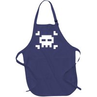 8 Bit Skull Full-Length Apron With Pockets