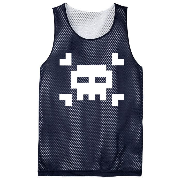 8 Bit Skull Mesh Reversible Basketball Jersey Tank