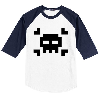 8 Bit Skull Baseball Sleeve Shirt