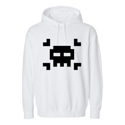 8 Bit Skull Garment-Dyed Fleece Hoodie