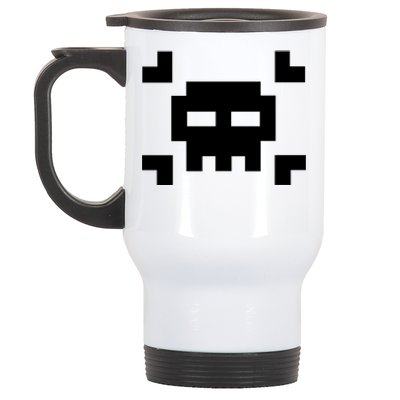 8 Bit Skull Stainless Steel Travel Mug