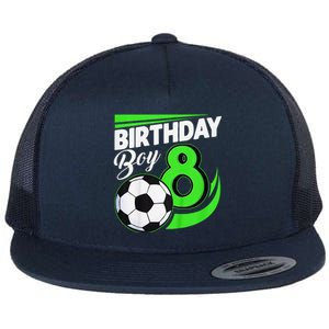 8th Birthday Soccer 8 Years Old Birthday Party Decor Flat Bill Trucker Hat