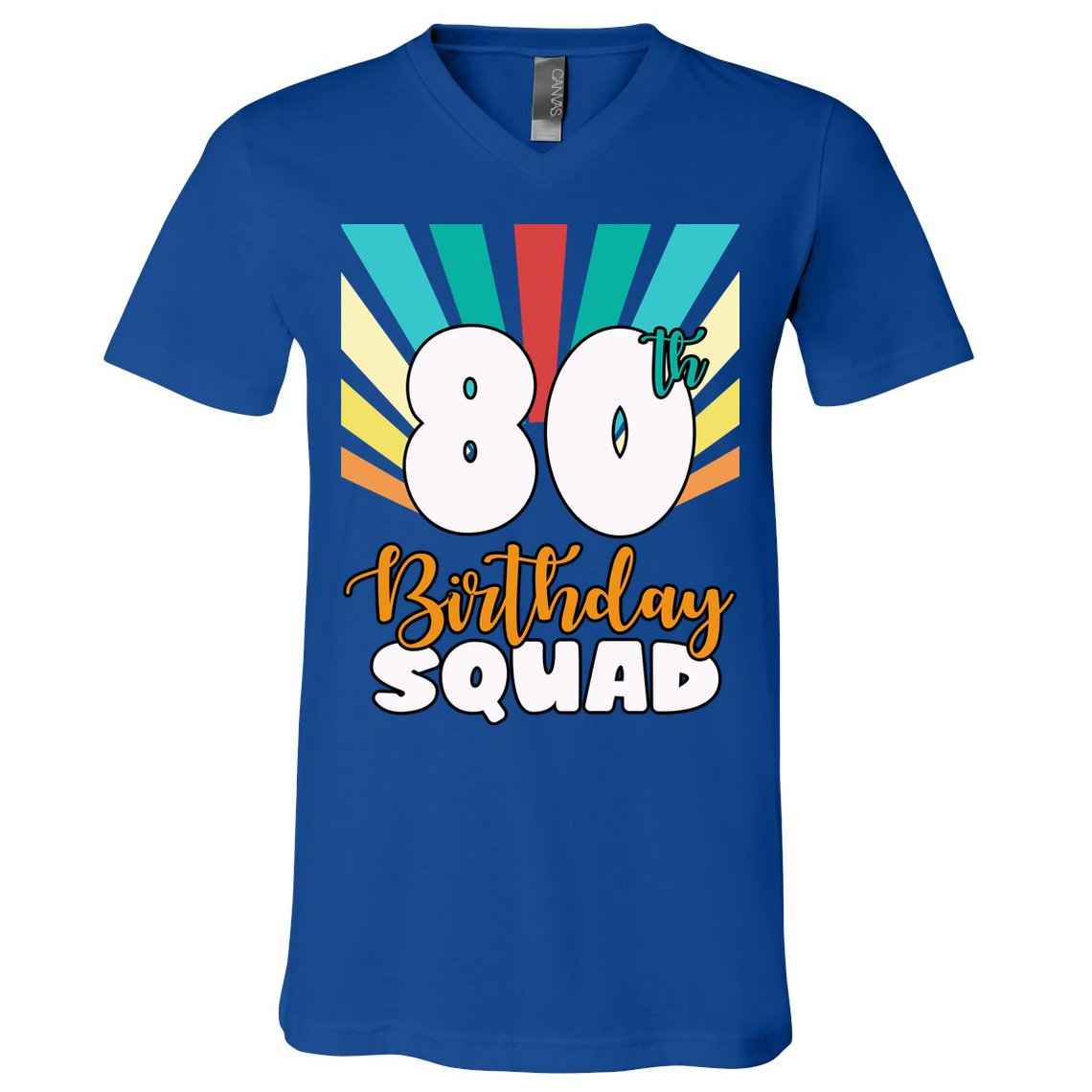 80th Birthday Squad 80 Years Old V-Neck T-Shirt
