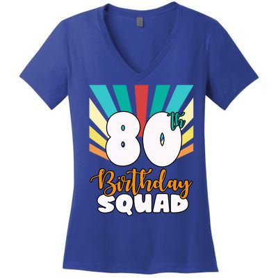 80th Birthday Squad 80 Years Old Women's V-Neck T-Shirt