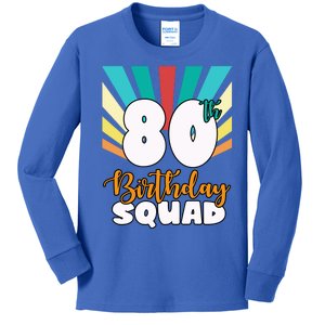 80th Birthday Squad 80 Years Old Kids Long Sleeve Shirt