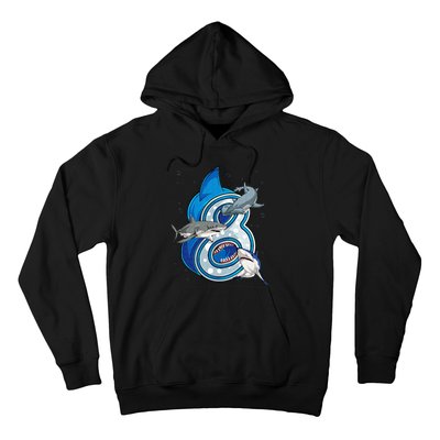 8th Birthday Shark 8 years Old Ocean Shark Bday Hoodie