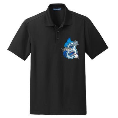 8th Birthday Shark 8 years Old Ocean Shark Bday Dry Zone Grid Polo