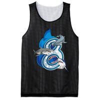 8th Birthday Shark 8 years Old Ocean Shark Bday Mesh Reversible Basketball Jersey Tank