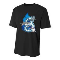 8th Birthday Shark 8 years Old Ocean Shark Bday Youth Performance Sprint T-Shirt