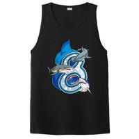 8th Birthday Shark 8 years Old Ocean Shark Bday PosiCharge Competitor Tank