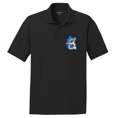 8th Birthday Shark 8 years Old Ocean Shark Bday PosiCharge RacerMesh Polo