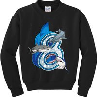 8th Birthday Shark 8 years Old Ocean Shark Bday Kids Sweatshirt