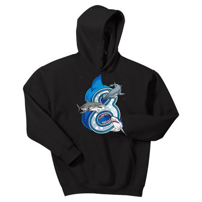 8th Birthday Shark 8 years Old Ocean Shark Bday Kids Hoodie