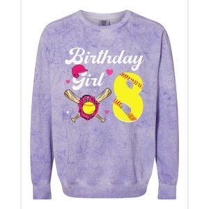 8th Birthday Softball 8 Years Old Bday Colorblast Crewneck Sweatshirt