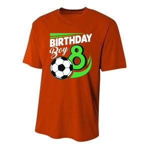 8th Birthday Soccer 8 Years Old Birthday Party Decor Boy Youth Performance Sprint T-Shirt