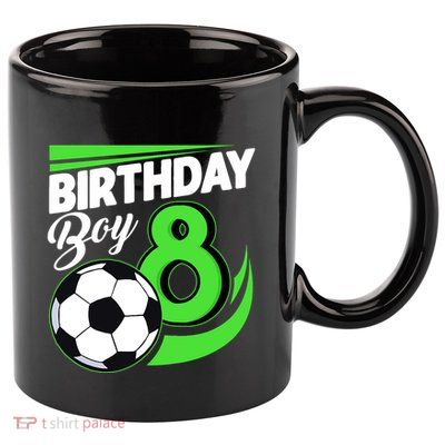 8th Birthday Soccer 8 Years Old Birthday Party Decor Boy 11oz C Handle Ceramic Mug