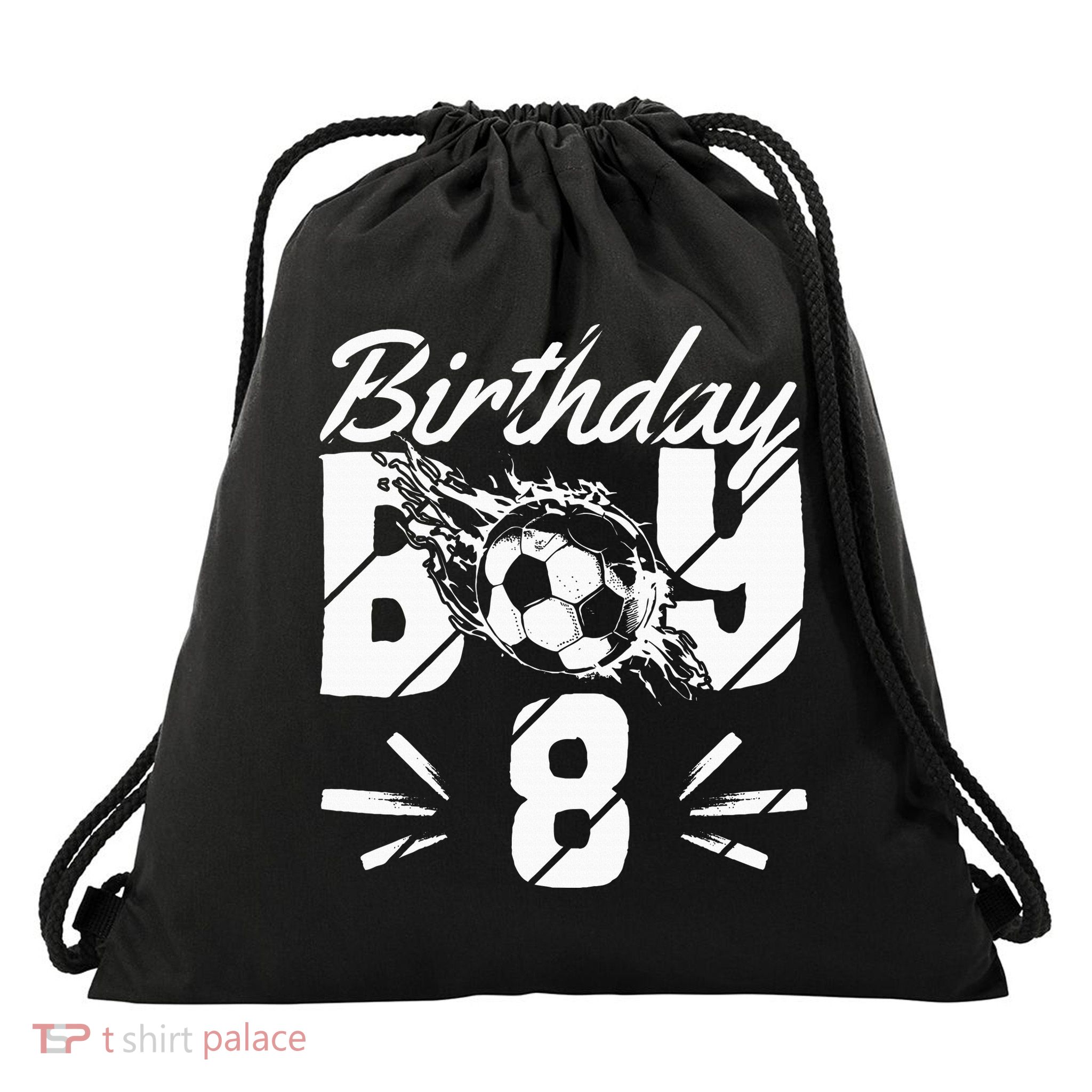 8th birthday soccer fan Drawstring Bag