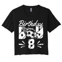 8th birthday soccer fan Women's Crop Top Tee