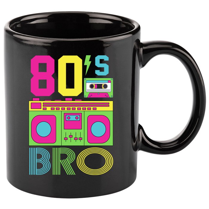 80s Bro Theme Party Retro Music 11oz C Handle Ceramic Mug