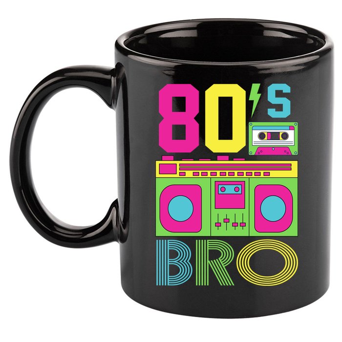 80s Bro Theme Party Retro Music 11oz C Handle Ceramic Mug