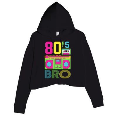 80s Bro Theme Party Retro Music Crop Fleece Hoodie