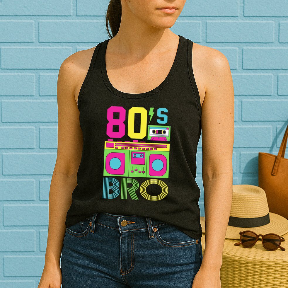 80s Bro Theme Party Retro Music Womens Tank Top